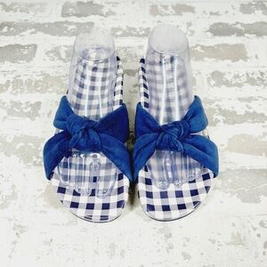 NEW Draper James Stella Navy Blue Leather Slides K748